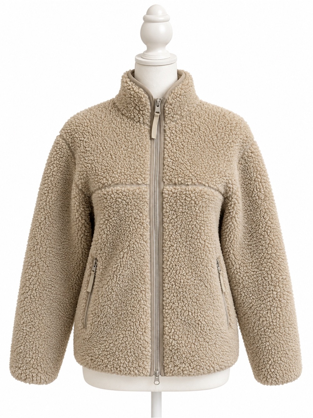 Aritzia TNA Sherpa Teddy Fleece Full Zip Jacket Beige XXS